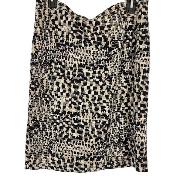 Ann Taylor Dresses & Skirts - Ann Taylor Womens Beige Black Jersey Knit Stretch Pencil Knee Length Skirt sz 12